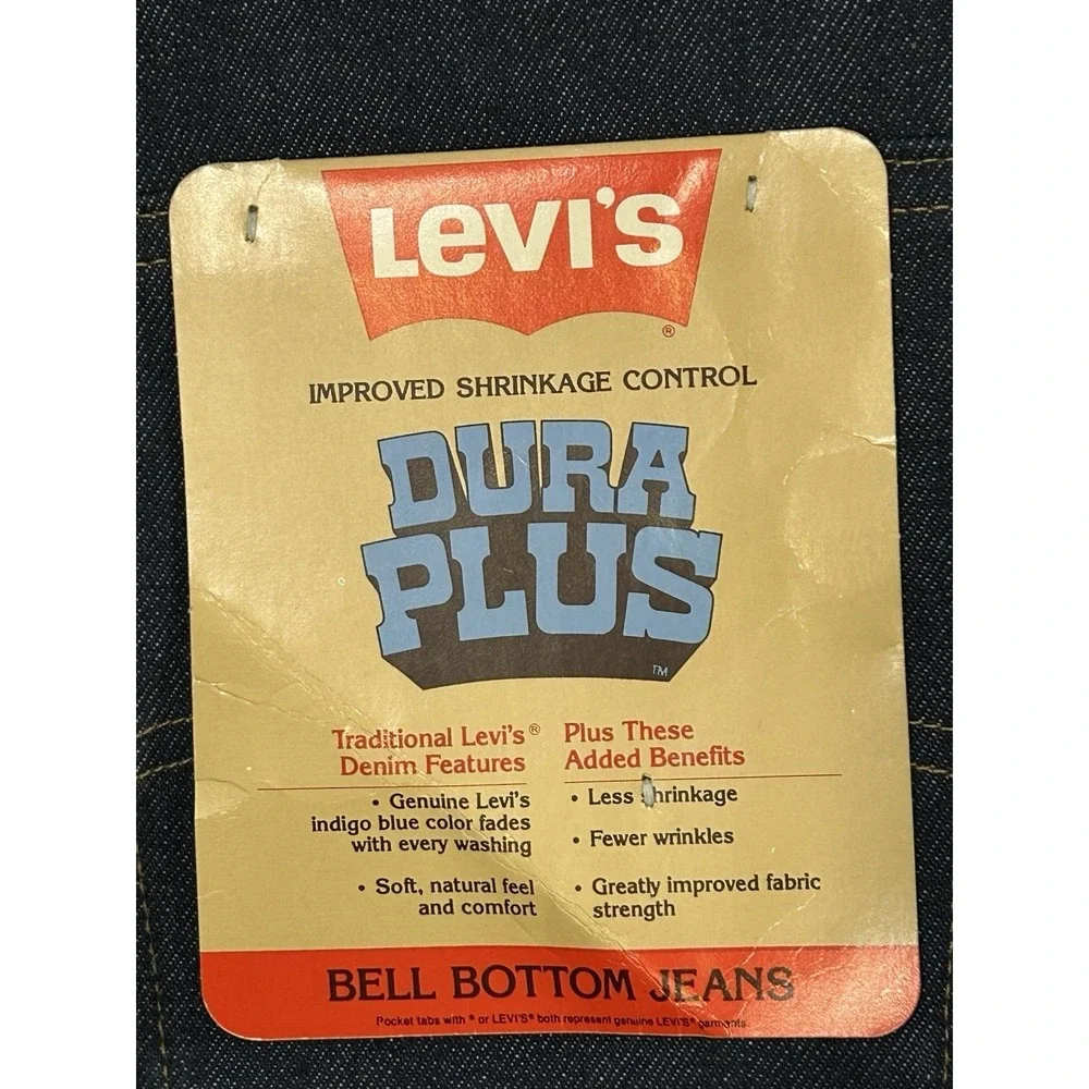 NWT Vintage 70s Levi's Dura Plus Bell Bottom Jeans Orange Tab Talon Zip 38 x 32